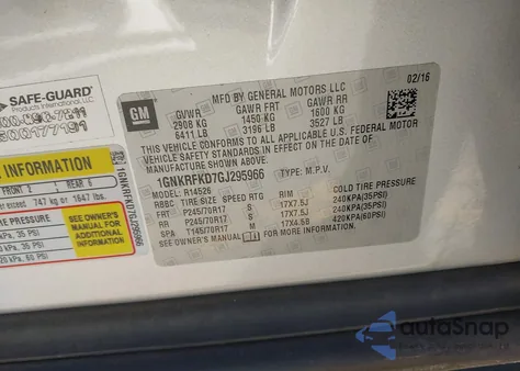 2016 Chevrolet Traverse Ls from USA, damaged, VIN 1GNKRFKD7GJ295966